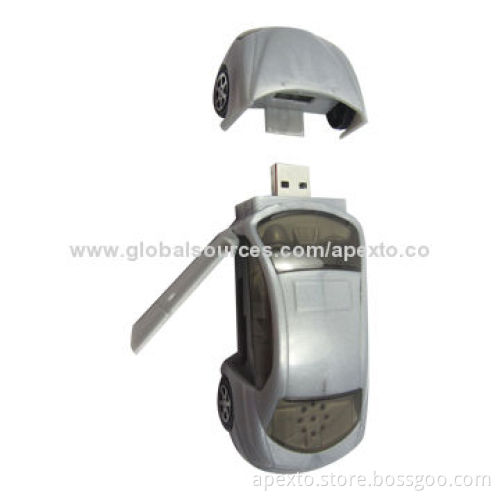 Car Shaped USB Flash Memory, Customized Logos Welcomed, 1 to 32GB Capacities